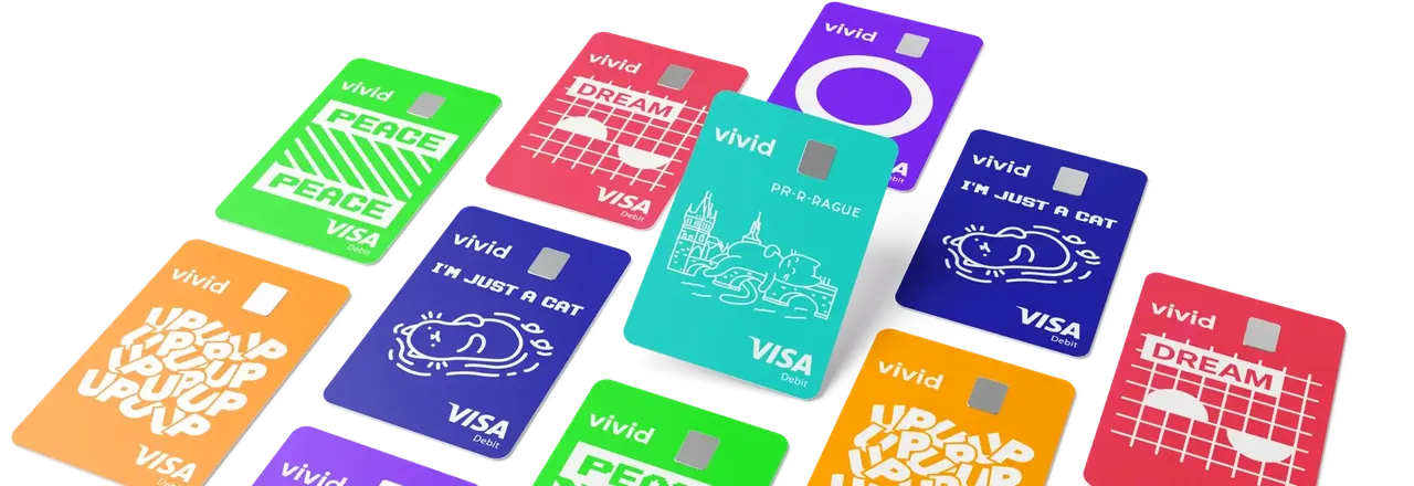 Vivid money metal bank cards in different colors.
